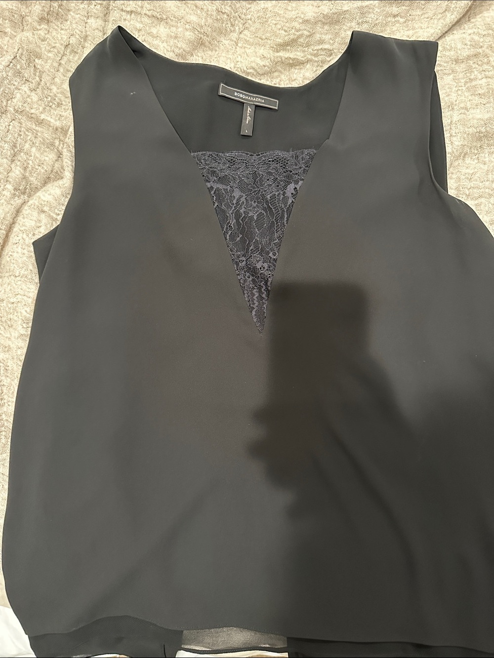 BCBG Black Lace-Trim V-Neck Camisole